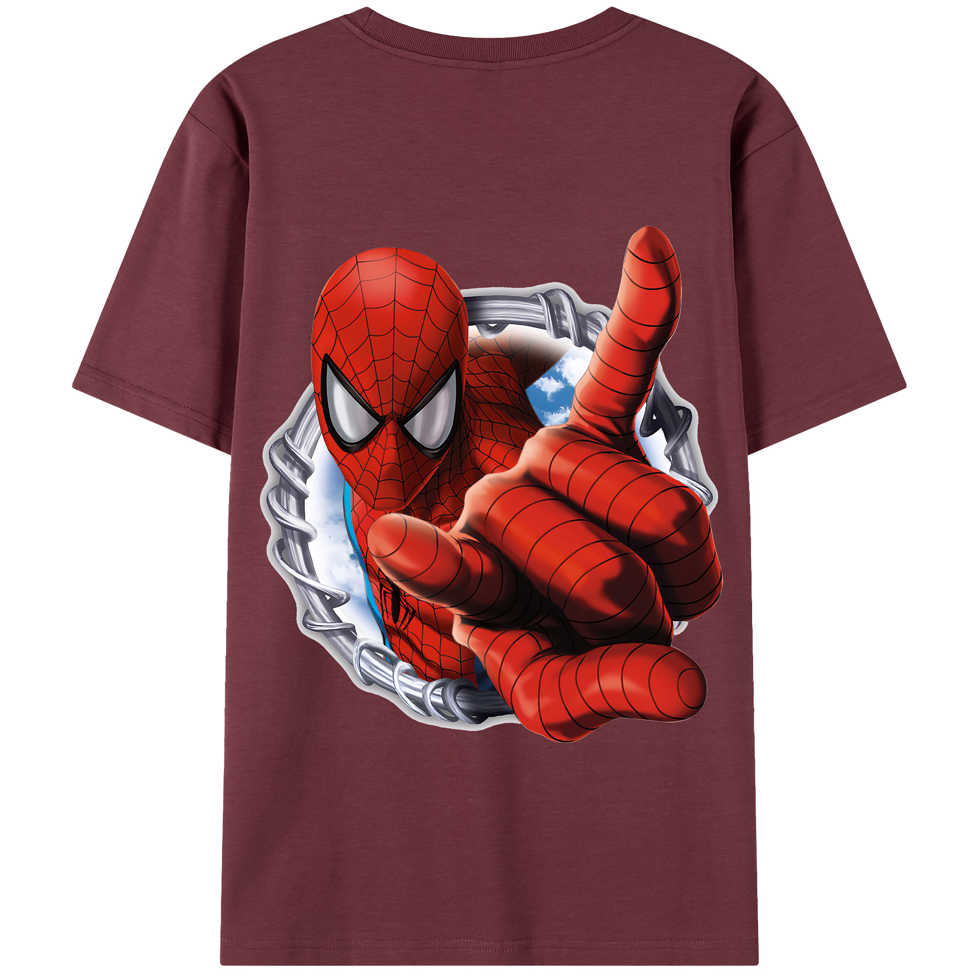 （画像用） Spider Man スパイダーマン 綿100％半袖Tシャツ（背面プリント）